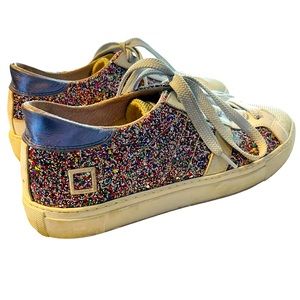 D.A.T.E. Anthropologie Glitter Premium Sneakers Glitter Silver Metallic sz 8.5